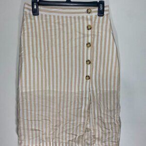 Abercrombie & Fitch Striped Button Midi Skirt